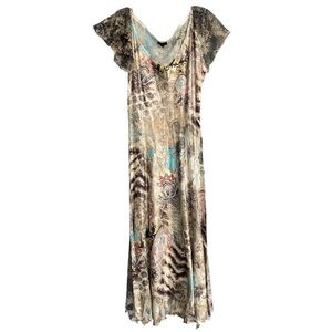 Komarov RARE Cocktail Maxi Boutique Green/Blue MIDI Size Large Excellent Cond.